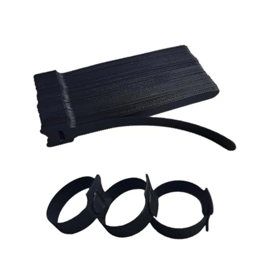 6 Inches Black Reusable Cable Ties, Multi-purpose Adjustable Cord Straps, Cable Organizer, Cord Wrap and Hook Loop Cords Manage