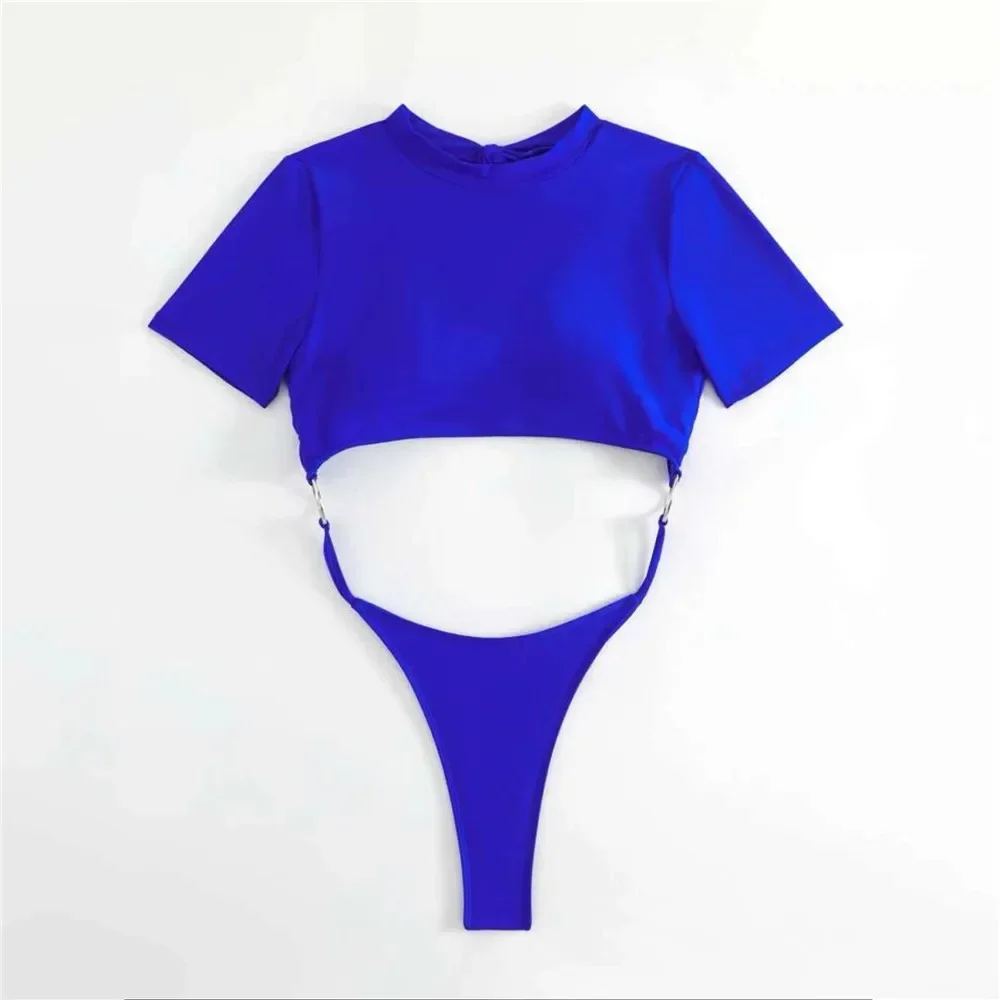 Sexy Micro Thong Swimwear Women One Piece Swimsuits 2026 Cut Out Monokini Backless Bathing Suit Blue Bikini Bathers Beach Wear