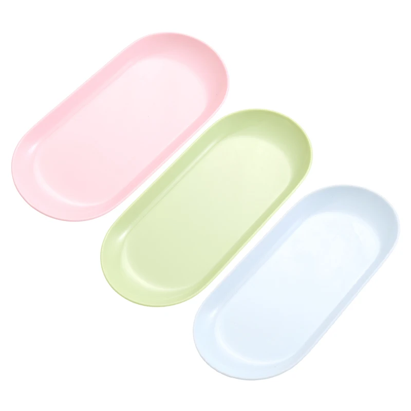 Nueva bandeja de plástico para almacenamiento de cosméticos, placa para equipo de decoración de uñas, bandeja ovalada para manicura, pinzas, bandeja de almacenamiento, herramienta para bandeja de uñas postizas