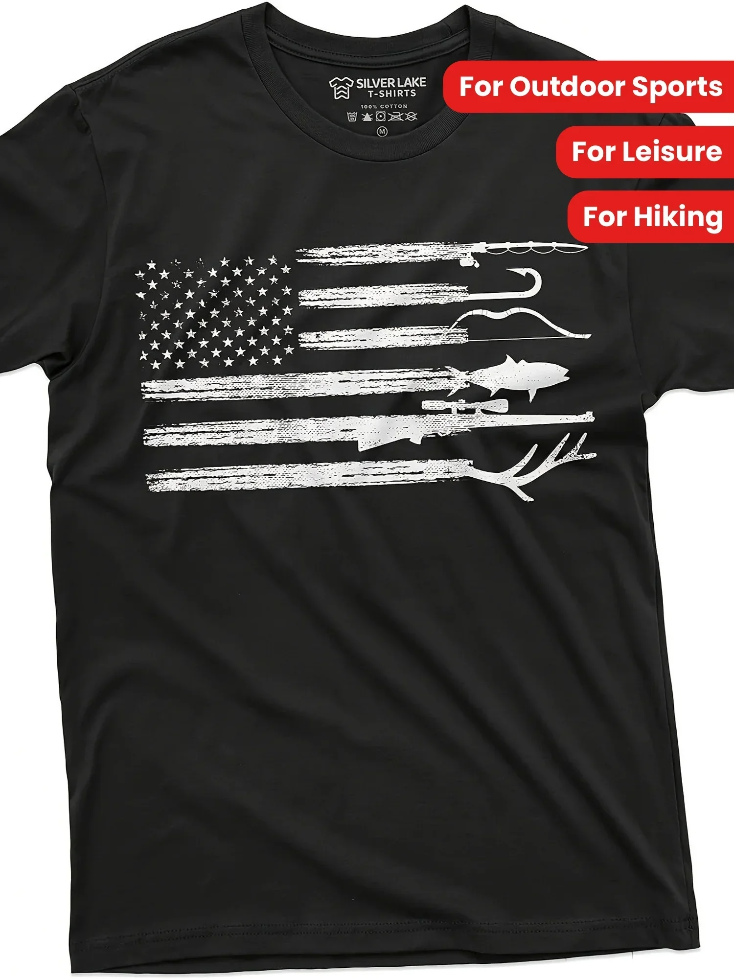 

[American Flag Cotton Tee] American Flag T-Shirt - Casual Cotton Tee with Slight Stretch
