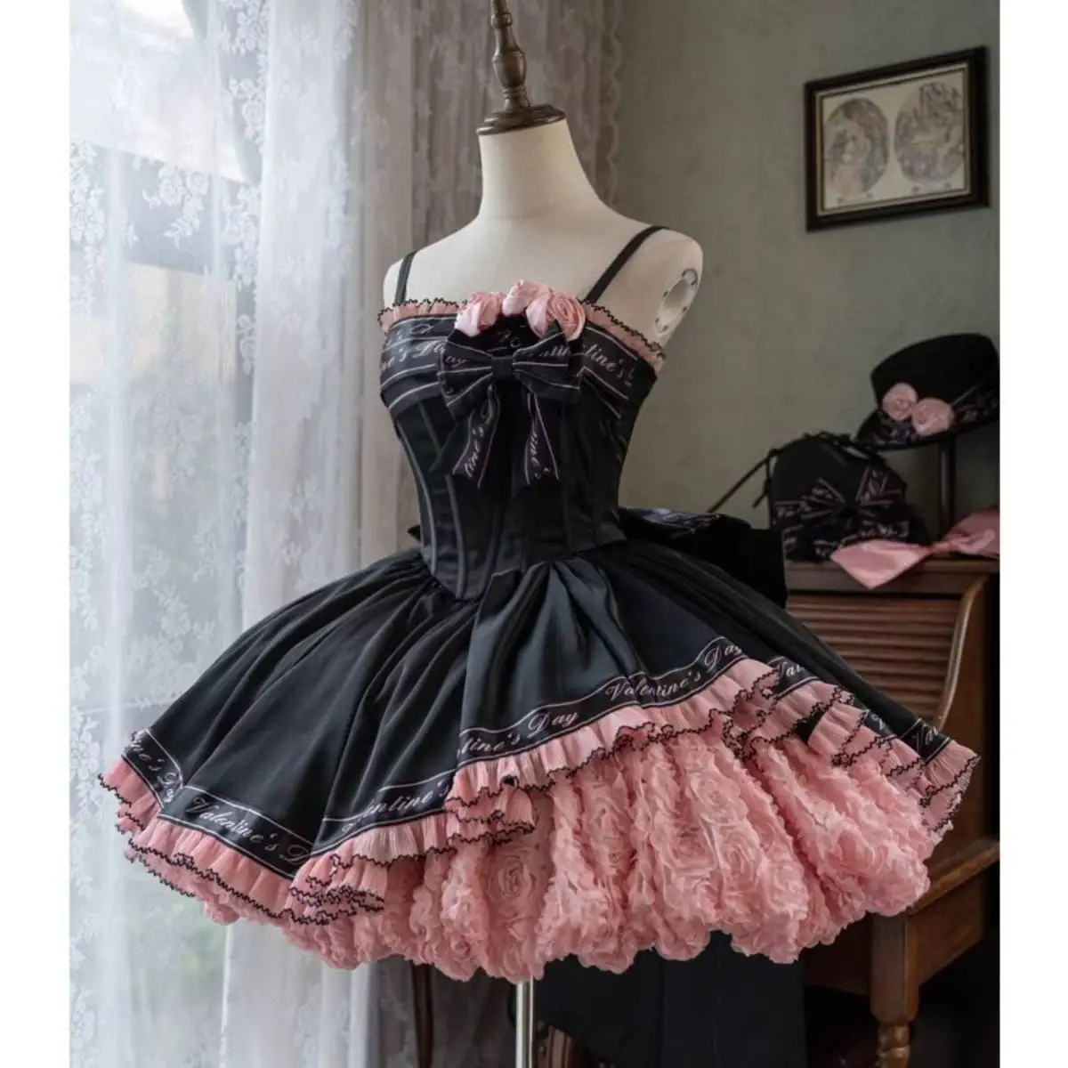 Sweet and Spicy Ballet Style Lolita Suspender Short Dress Women Elegant Y2k Flower Princess Birthday Party Dresses