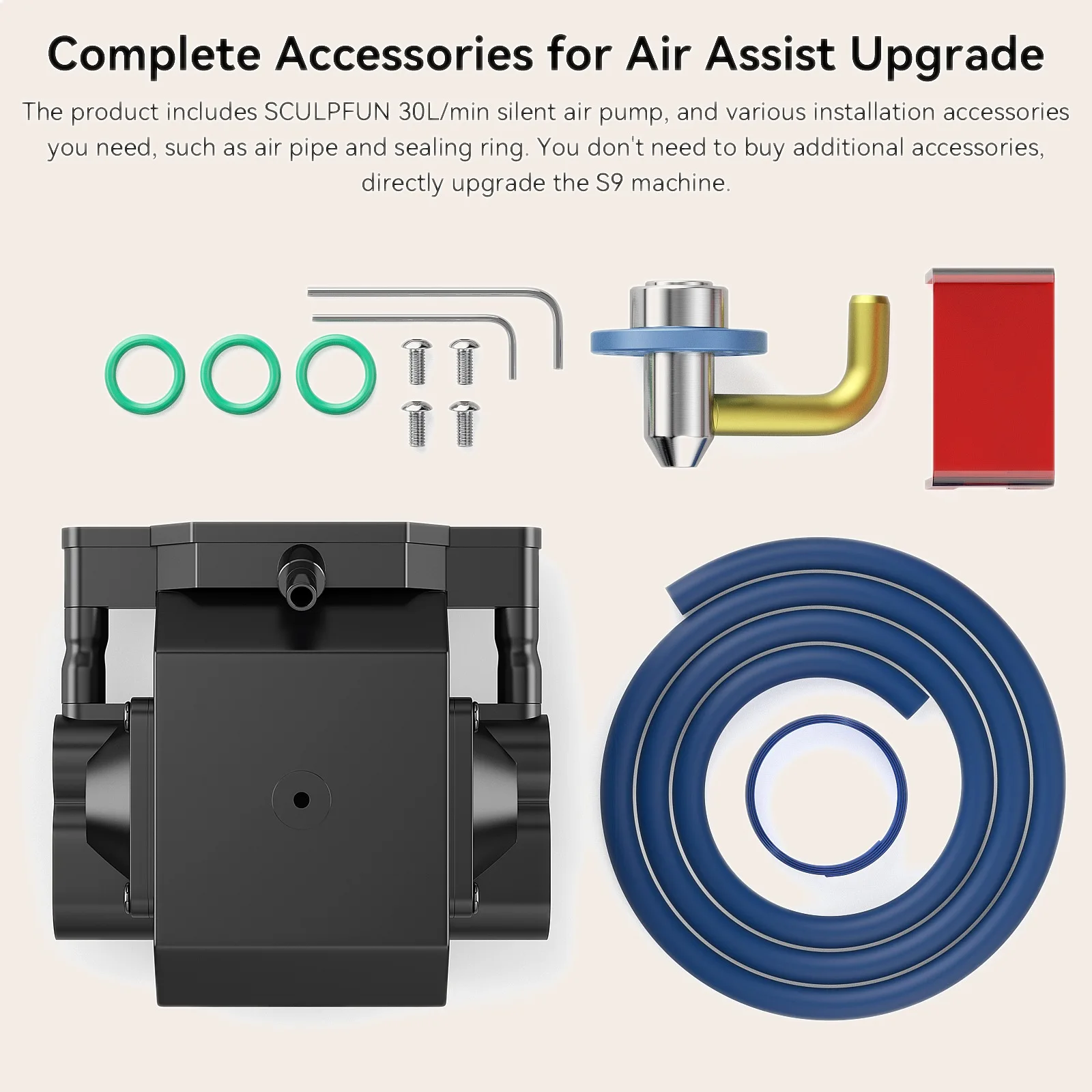 30Ml Air Pump Air Assist Nozzle Kit for Laser Engraver, High Speed Full Metal Structure