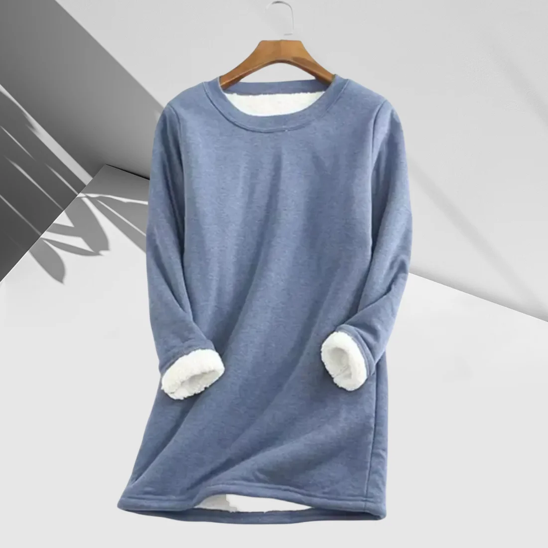 

2025 Women Blouse Solid Color Plush Lining Autumn Winter Women Base Shirt Midi-Length Loose Base Pullover Shirt for Daily Wear