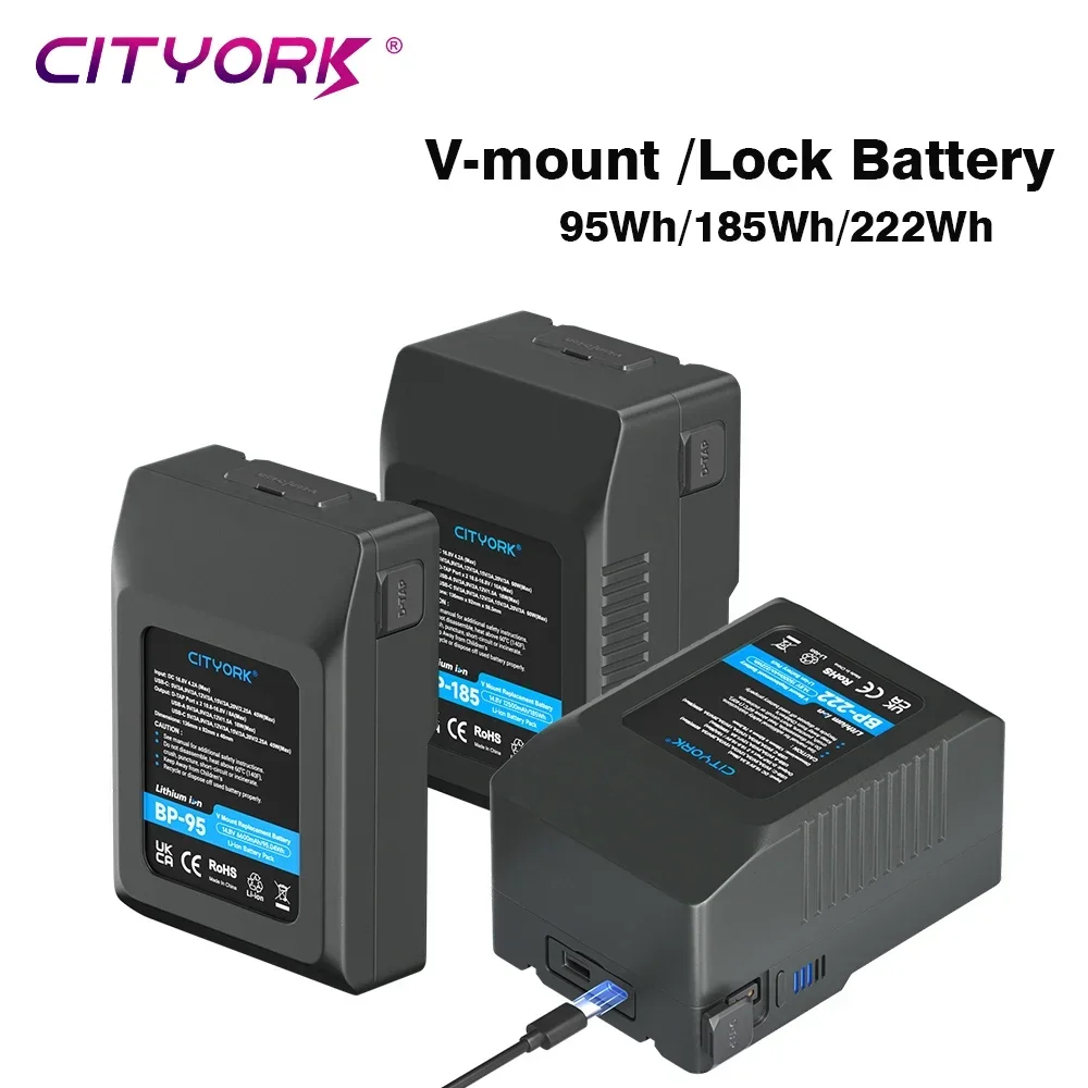 V Mount V-Lock BP-222 BP-185 BP-95 بطارية BP مع كابل PD20W لسوني كاميرا الفيديو بث الفيديو الضوئي Blackmagic URSA