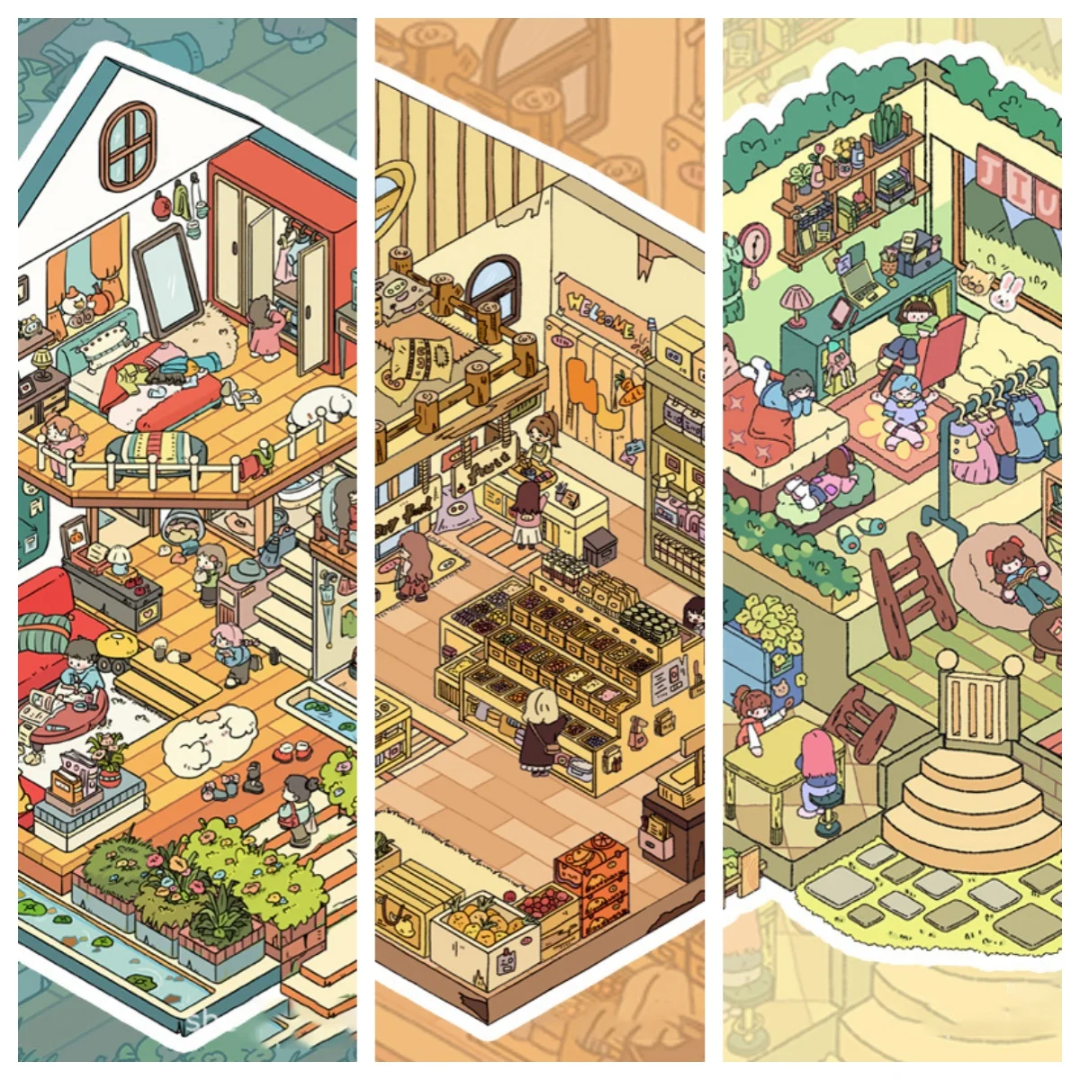 3d Miniature Stickers Cute Extra-Large High-Quality Scenic Stickers Stress Relief Cartoon Stickers For Crafts Projects