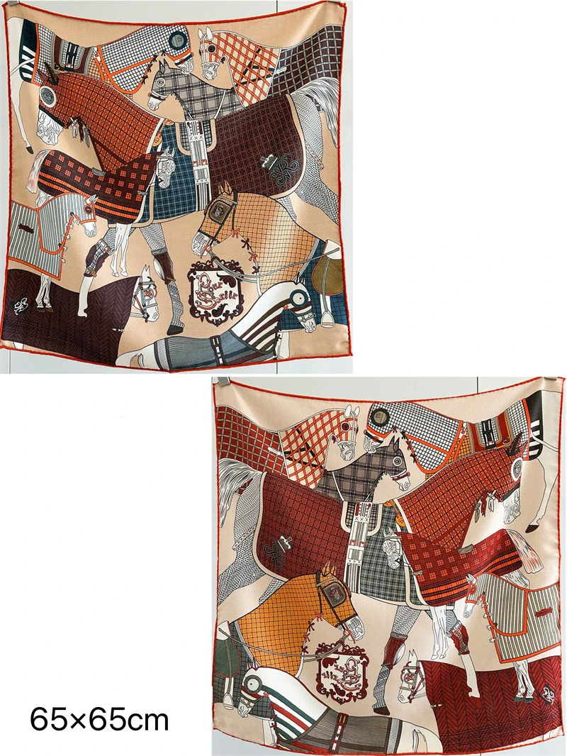 Lenço de impressão dupla face 65cm designer de luxo feminino cabeça bandana lenços de lã de seda quadrado quente bandanas 65cm mãe amante presente