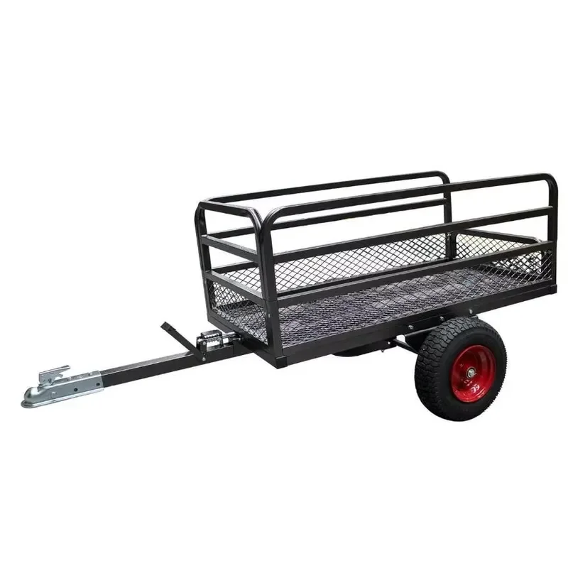 for Steel ATV Dump Trailer Garden Tow Behind Tractor Lawnmower Utility Cart Heavy Duty Yard Farm Equipment Transport
