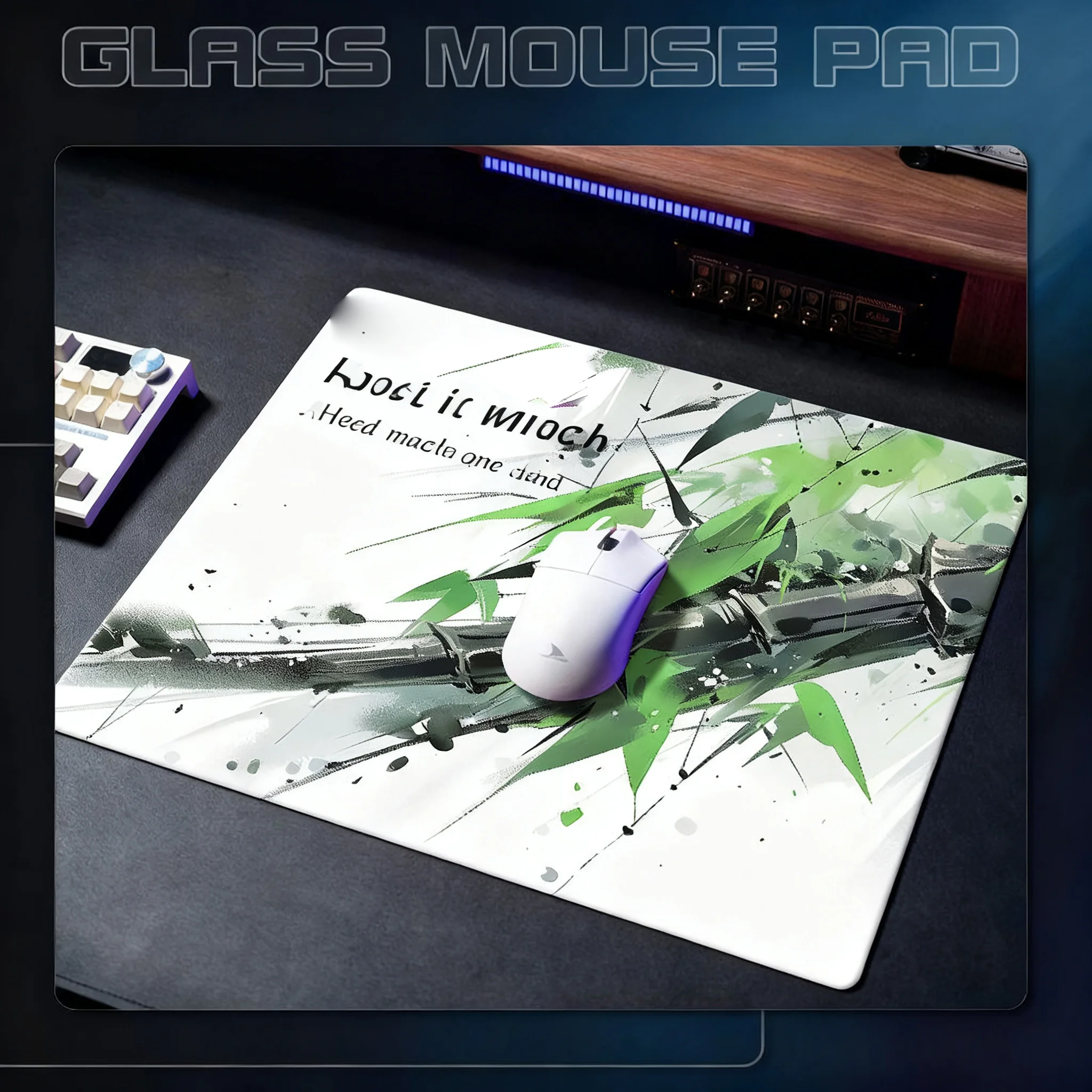 

Dyeing Ink Bamboo Pattern Tempere Glass Gaming Mouse Pad Frosted Surface Tempered Glass Mouse E-Sports FPS Games Glass MousePad
