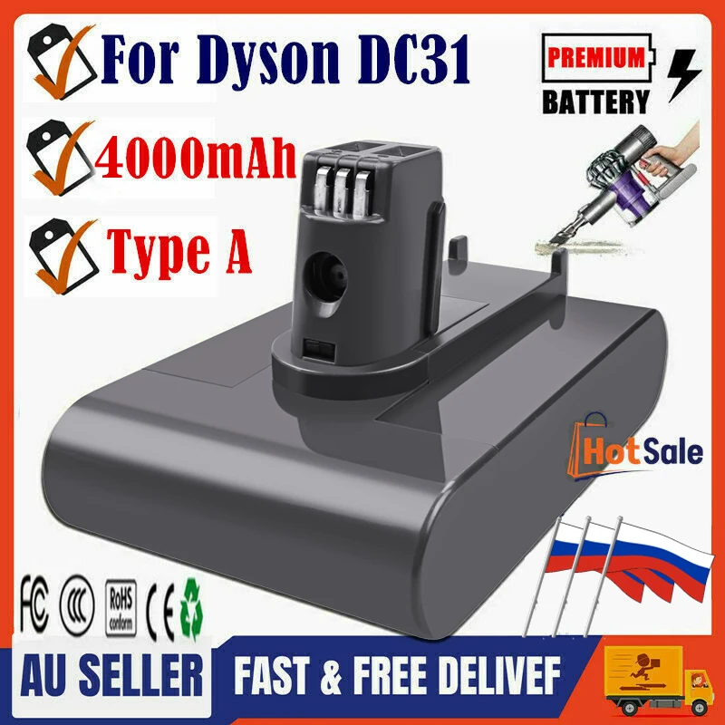 Odkurzacz 4000mAh wymień baterię do Dyson DC34 typ A DC31 DC35 DC44 DC45 odkurzacz ręczny zwierzęcy L70