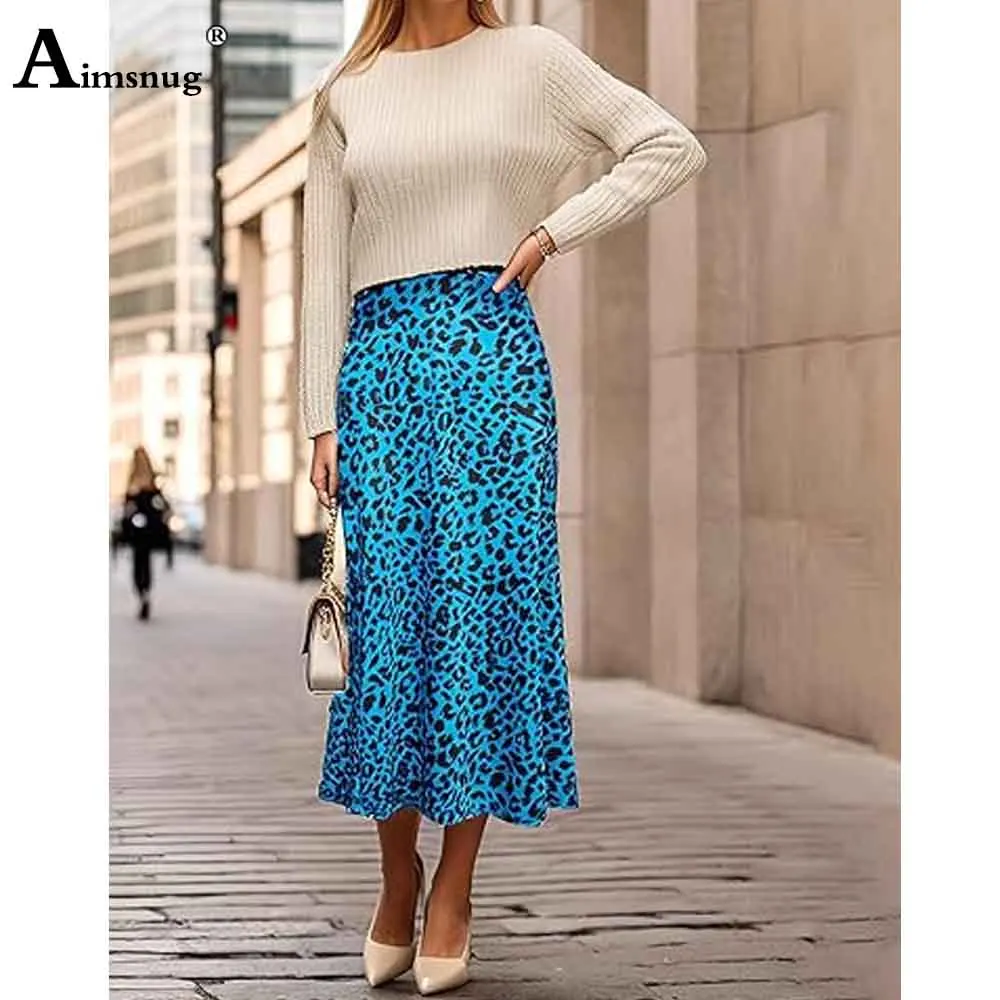 

2025 American and European Fashion Leopard Print Skirts Women Elegant Party Mid-calf Skirts Femlae High Cut Skirt Dresses New