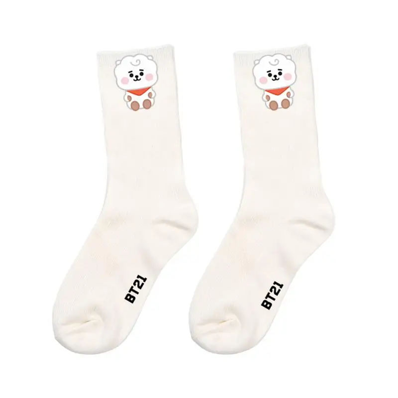 3 pairs Anime cartoon bt21 COOKY CHIMMY TATA cotton socks autumn winter new women's warm stockings casual printed sports socks