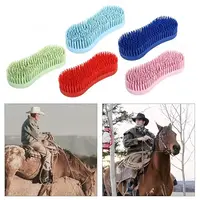 1Pcs Colorful Horse Grooming Brush Silicone Plastic Horse Accessories Hard Bristle Equestrian Massage Tool 4