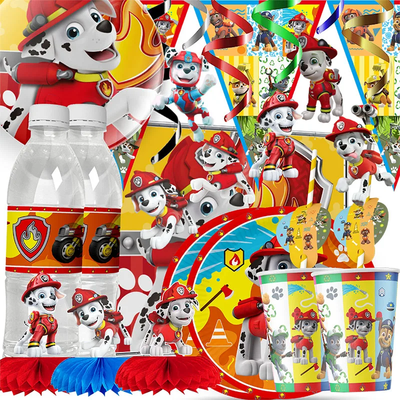 

Paw Patrol Marshall Theme Party Supplies Tableware Cup Plate Topper Straw Kid Baby Girls Birthday Party Decoration Baby Shower