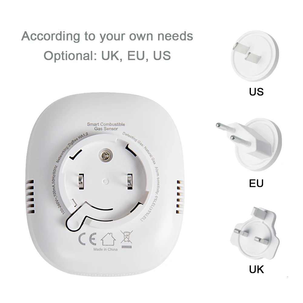 Heiman Tuya Zigbee3.0 Combustible CH4 LPG Gas Detection Alarm Working with SmartThing,Ziptao,Conbee Zigbee Gateway