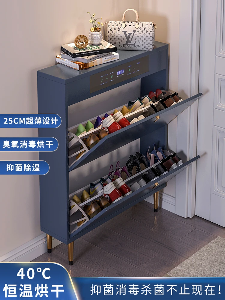 Intelligent disinfection and deodorization : 25cm household large-capacity ultra-thin shoe cabinets at the entrance.