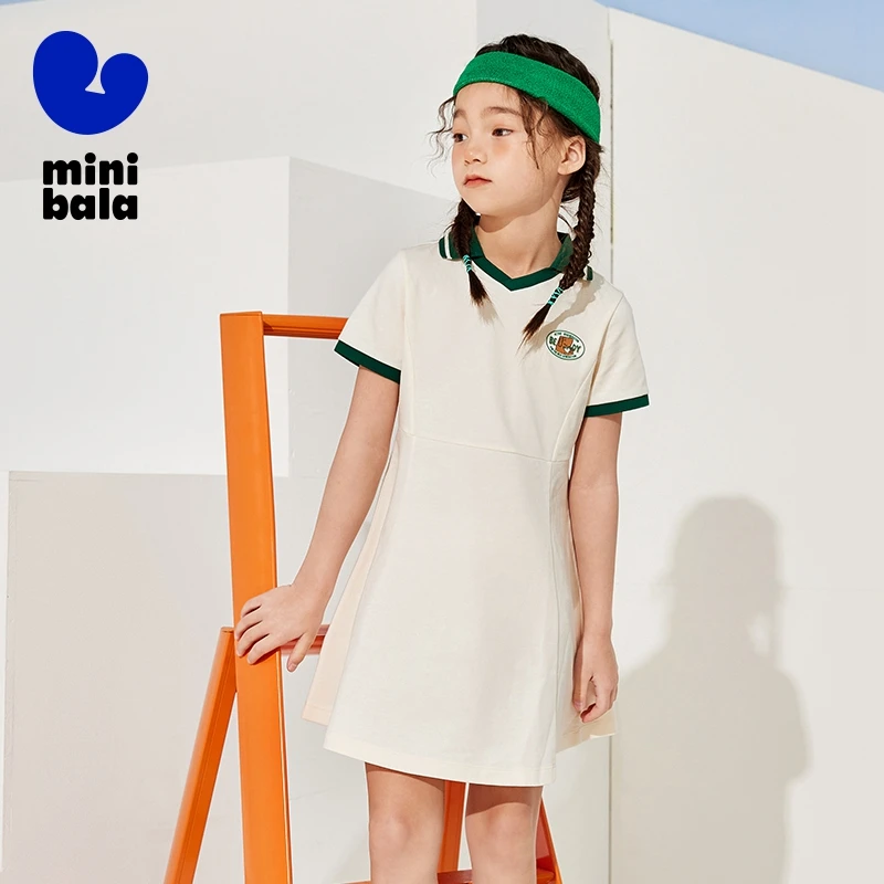

Мини-платье с оборкой для девочек на весну и лето, детское платье-поло для тенниса в школьном стиле, для детей старшего возраста