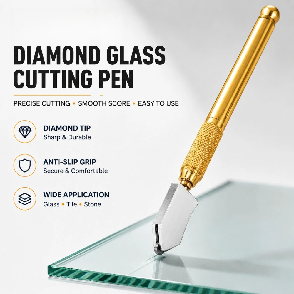 Tragbares Diamant-Glasschneidewerkzeug 175mm mit Rutschfestem Griff, Handschneider für Fliesen, Mineralien, Gravur und Bauprojekte