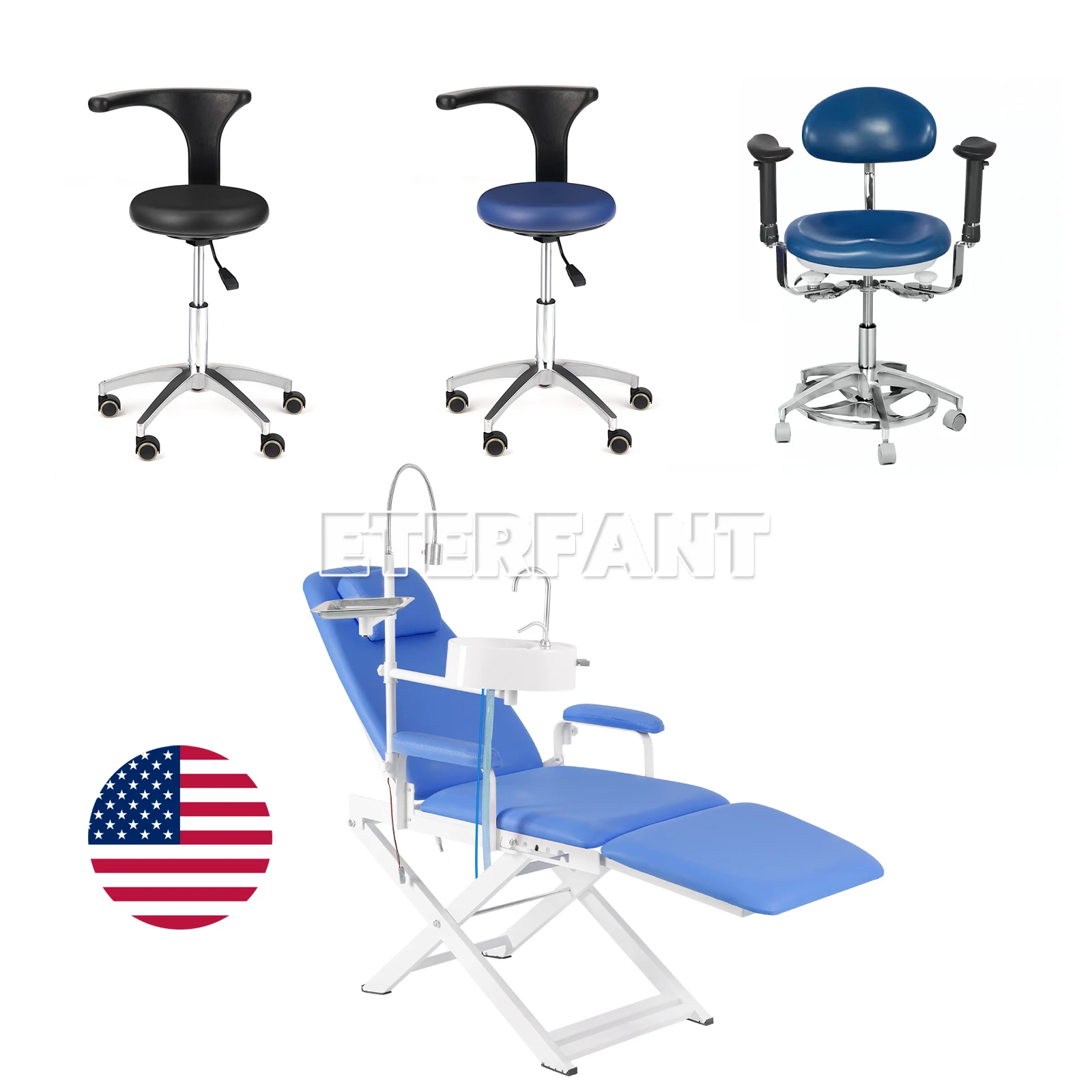 

Dental Doctor Assistant Stool Mobile Chair Black/Blue/Medical Microscope Stool with Armrest Dentist Surgeon Chair Microsurgical