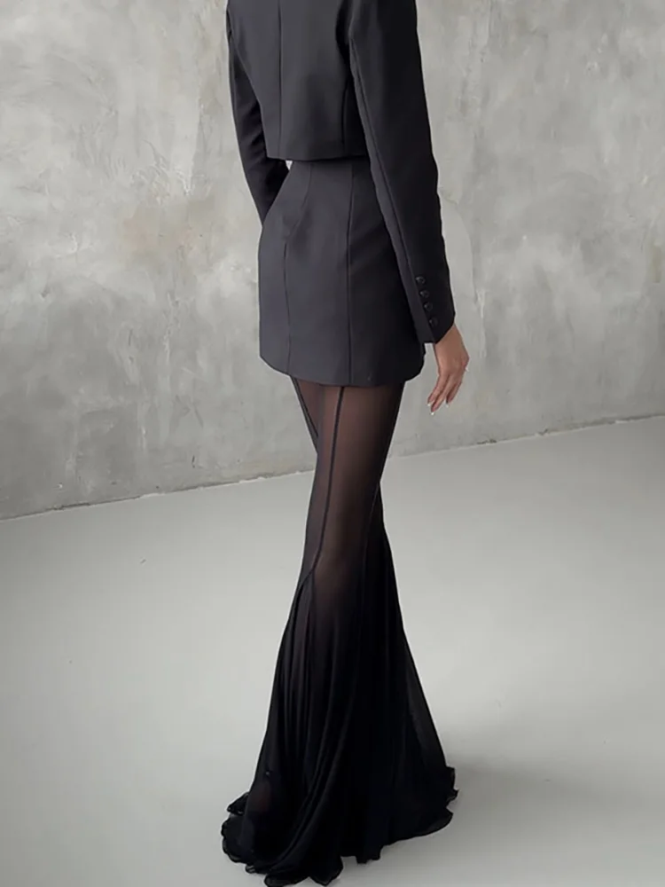 Women Hollow Out Jacket Matching Sets, Spring Summer Casual Long Sleeve Fashion Outfit, 2025 Deep V Neck Trousers Ladies Suits