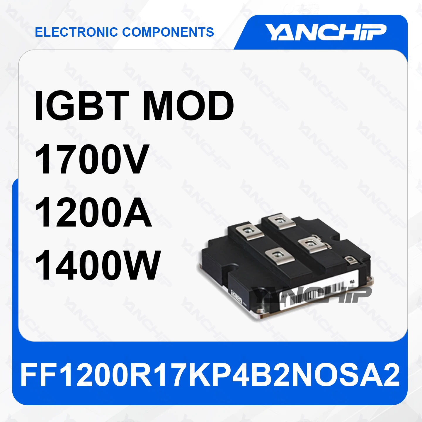 

IGBT module FF1200R17KP4B2NOSA2 Trench type field stop 2 independent 1700V 1700A 1400W base mounted AG-PRIME2 5 mA 98 nF @ 25 V