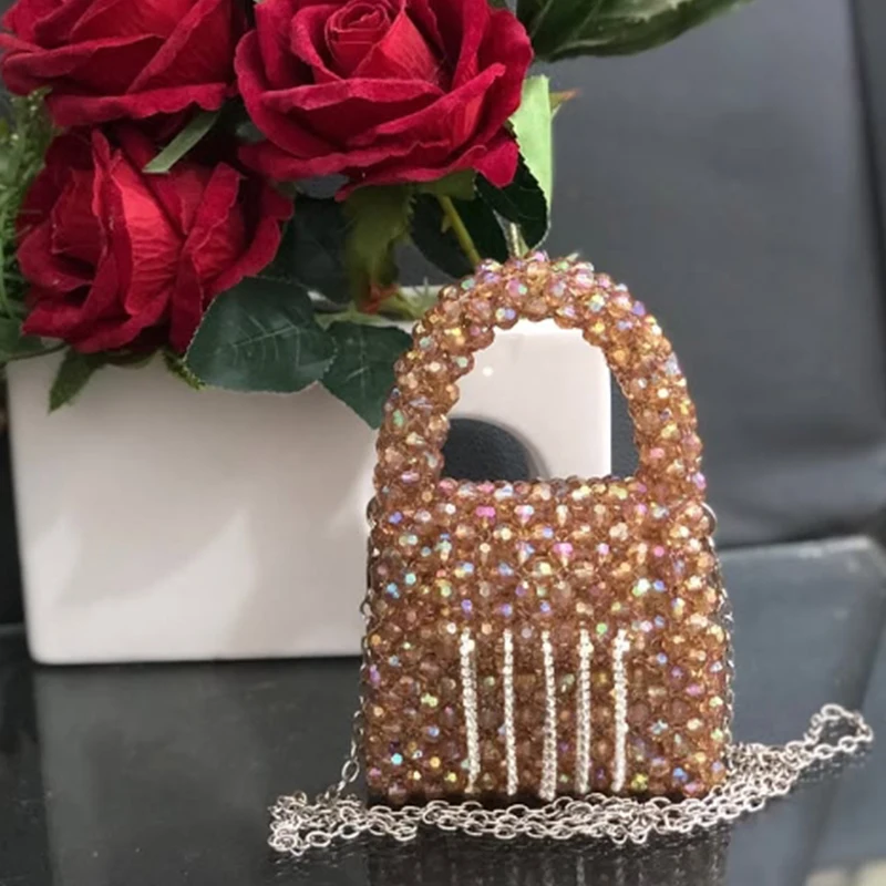 

Advanced Exquisite Compact Women's Bag New Crystal Chain Tassel Design Crossbody Bags Banquet Party Ladies Handbag Customization