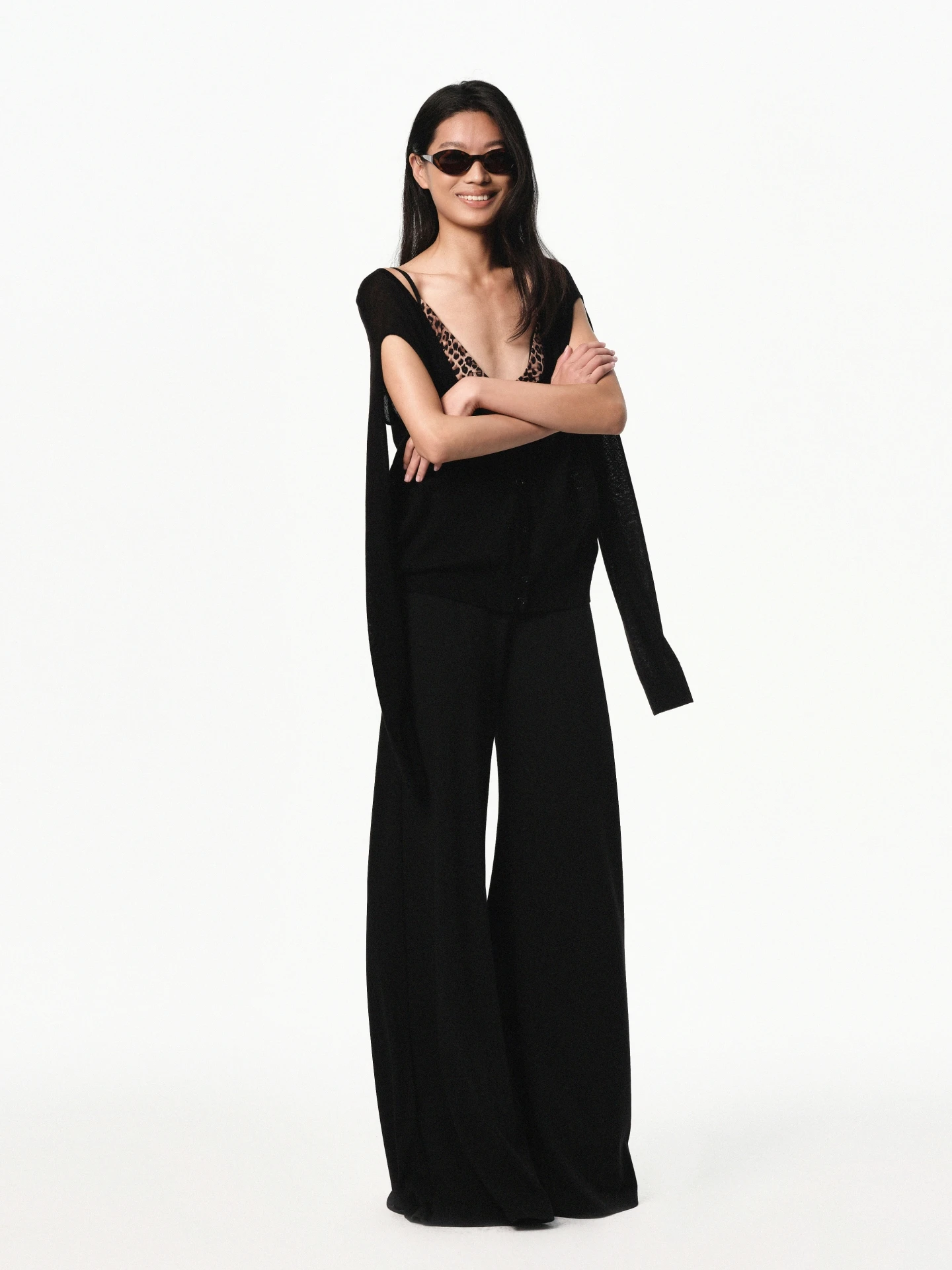 

Элегантный черный вязаный кардиган с V-образным вырезом, мягкий и удобный, женский повседневный стиль, с длинными рукавами, из мягкой акриловой шерстяной смеси, весенняя одежда