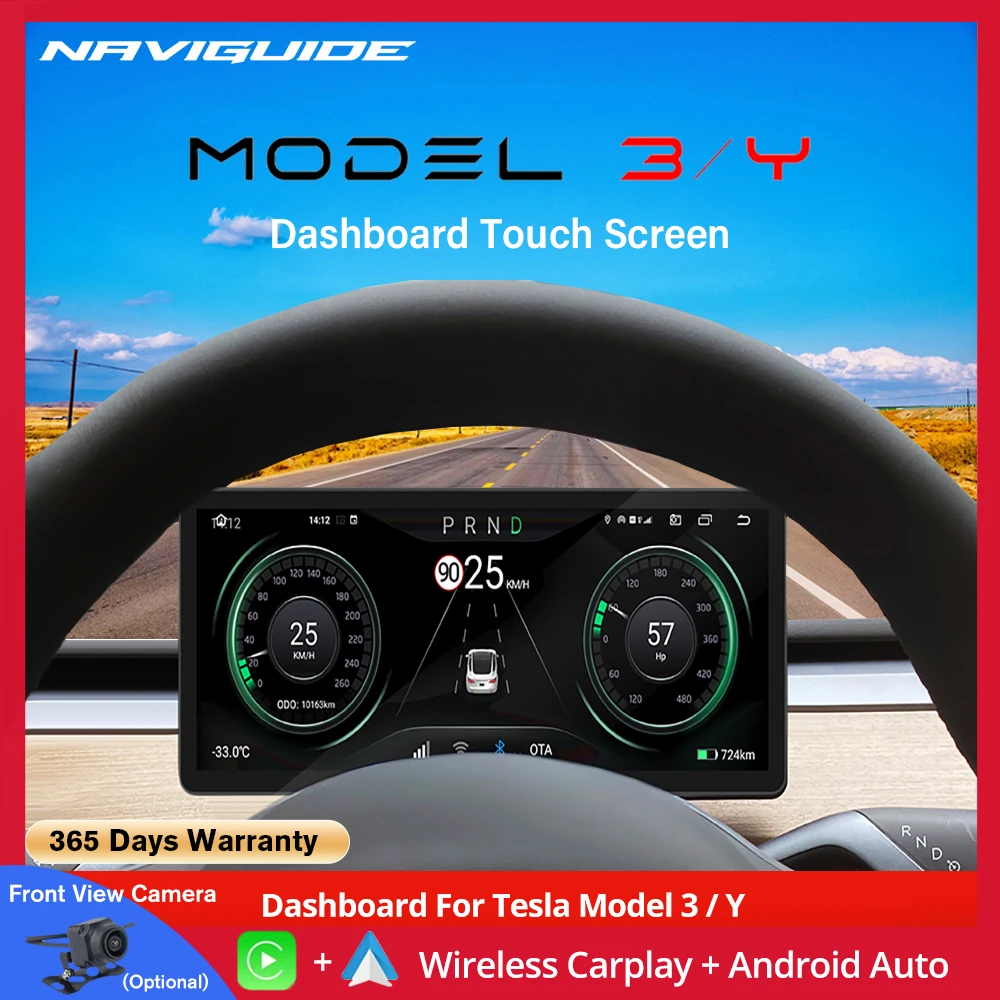 

Naviguide 10.25'' Center Console Dashboard Touch Screen For Tesla Model 3 Y Andriod 12 Wireless Carplay Android Auto Displayer