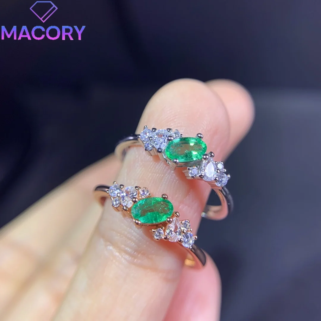 Natural emerald ring female luxury 925 sterling silver jewelry with certificate Valentine's Day brand replica free of charge.