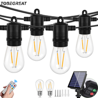 Solar String Lights Outdoor Waterproof S14 Garland Solars Light 24V Shatterproof Bulbs Solar Powered LED Lights for Garden Patio