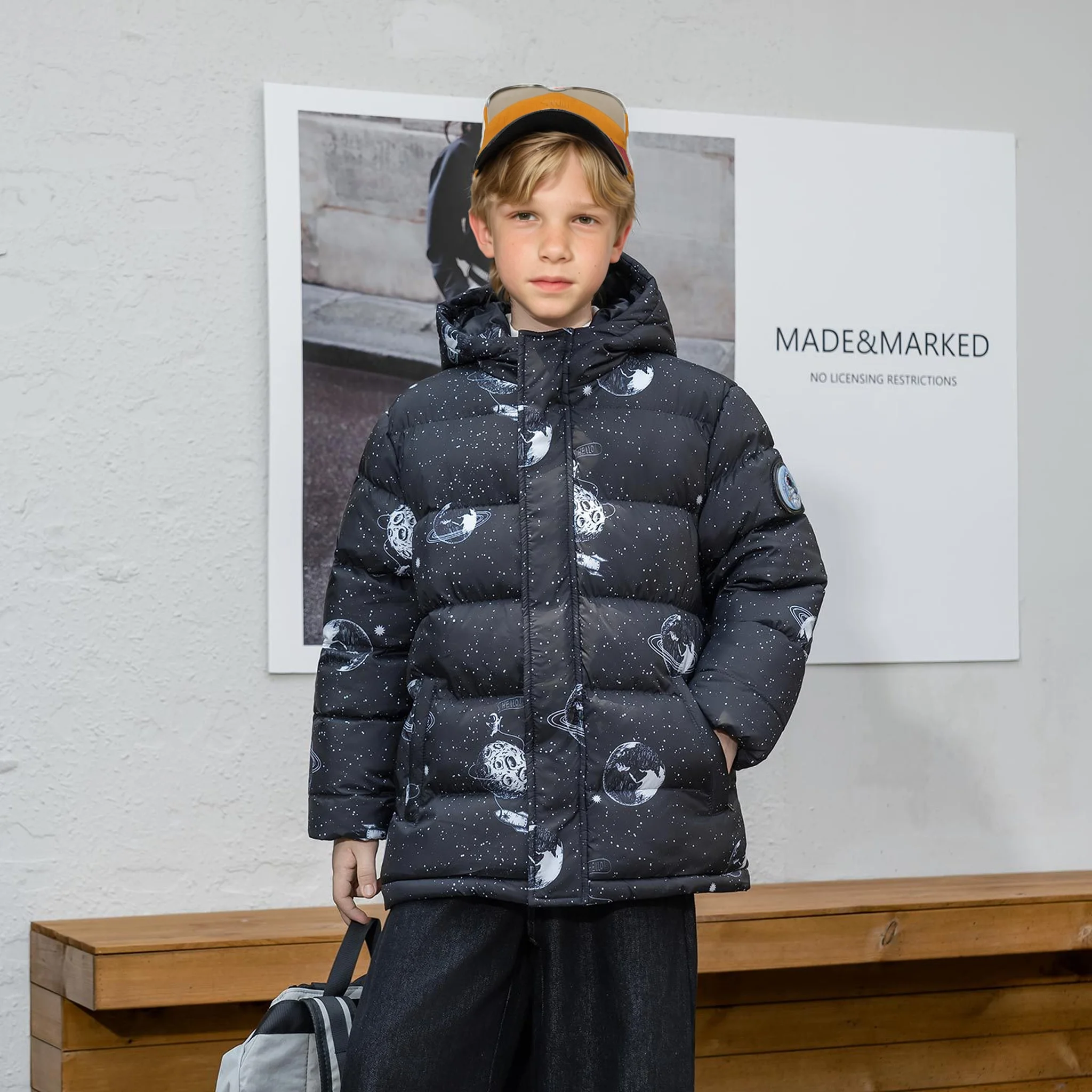 

Зимнее толстое теплое ветрозащитное хлопковое пальто для мальчиков и девочек, детская одежда, детская верхняя одежда с хлопковой подкладкой и космическим принтом для подростков