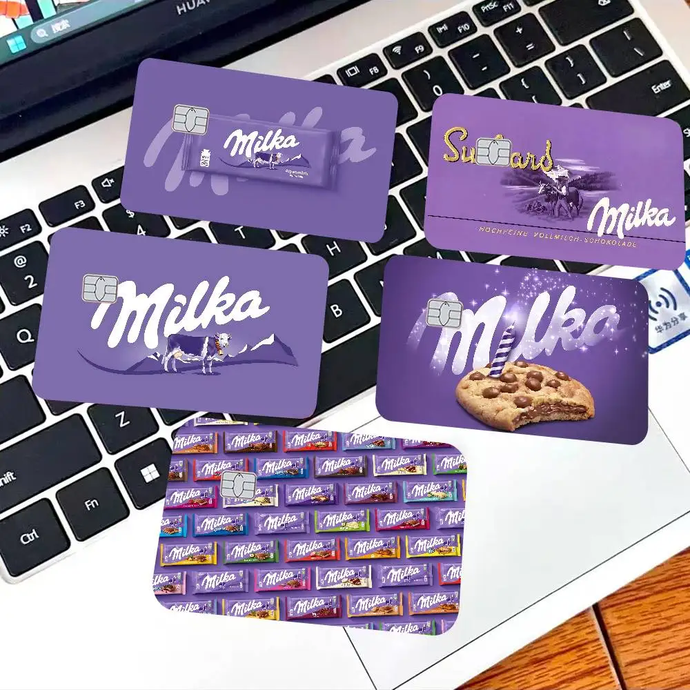 Chocolate Brand M-Milka Anime Spend or Save Funny Shell On Off Ultra Thin No Fade Sticker Skin Cover Film for Debit Credit Card