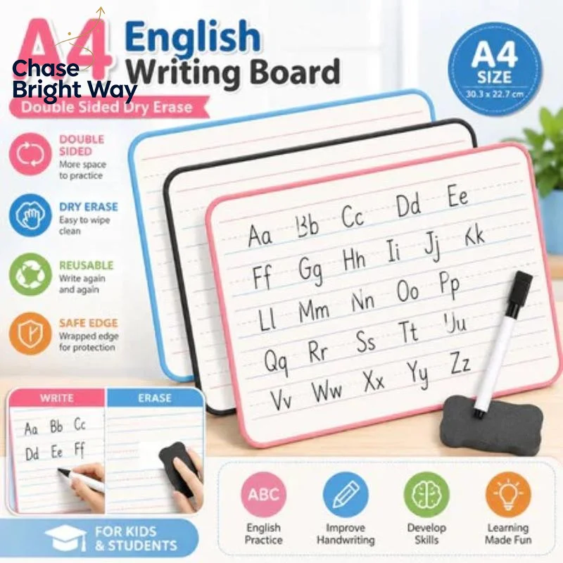 Lined Reusable Whiteboard 4 Lines 3 Grids Waterproof Dry Erase Board for Office Work Classroom Teaching