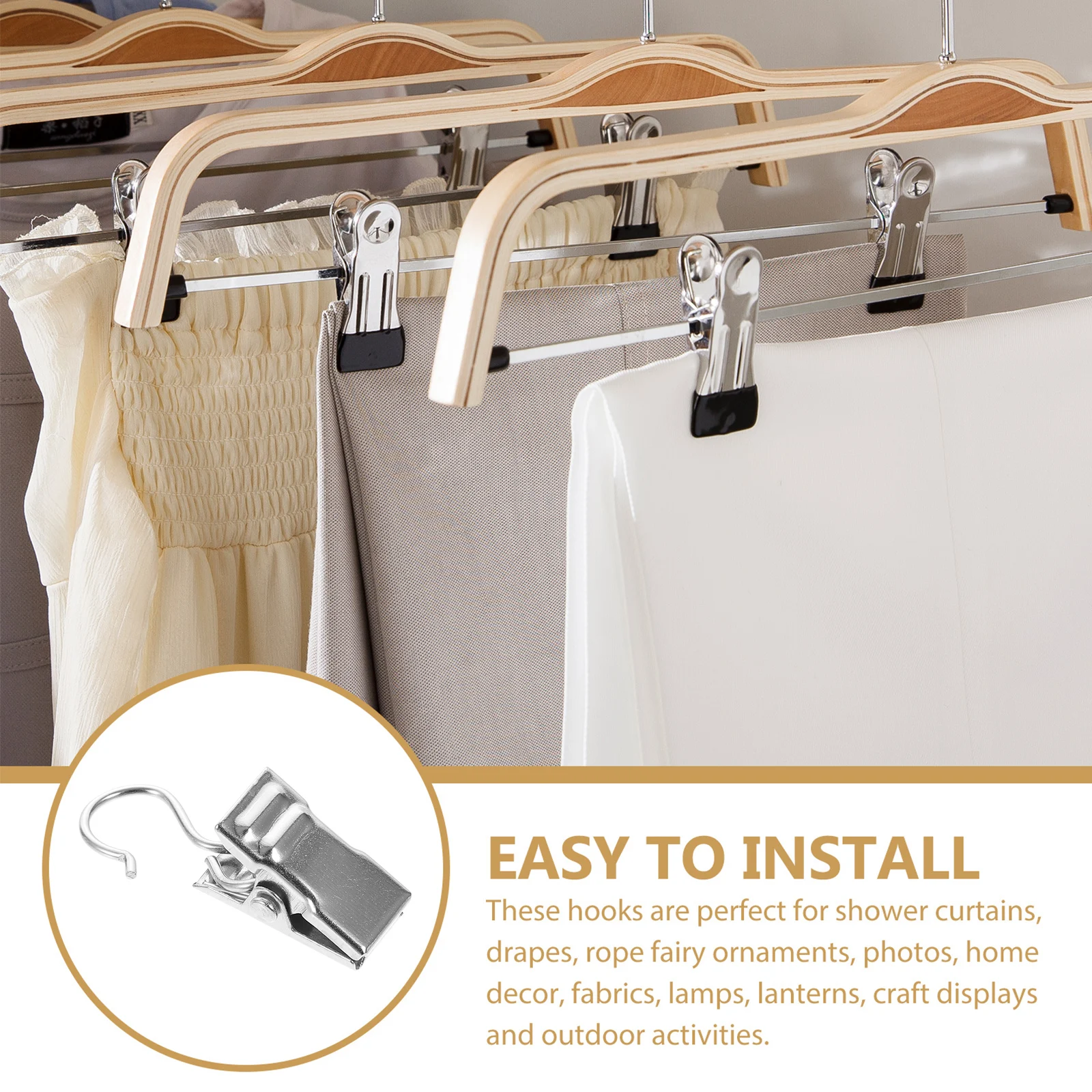 

120pcs Curtain Iron Hooks Show Curtain Clamps Sturdy Fixators for Hanging Drapes LED Cloth Home Decor Accessories Clamp