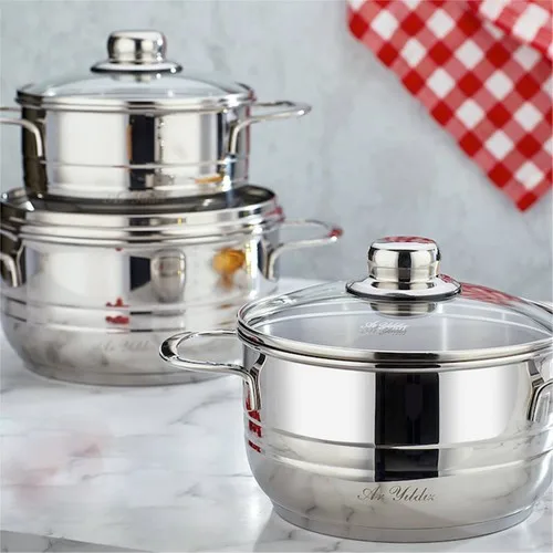 Aryıldız Maxi Plus 6 Piece Steel Cookware Set