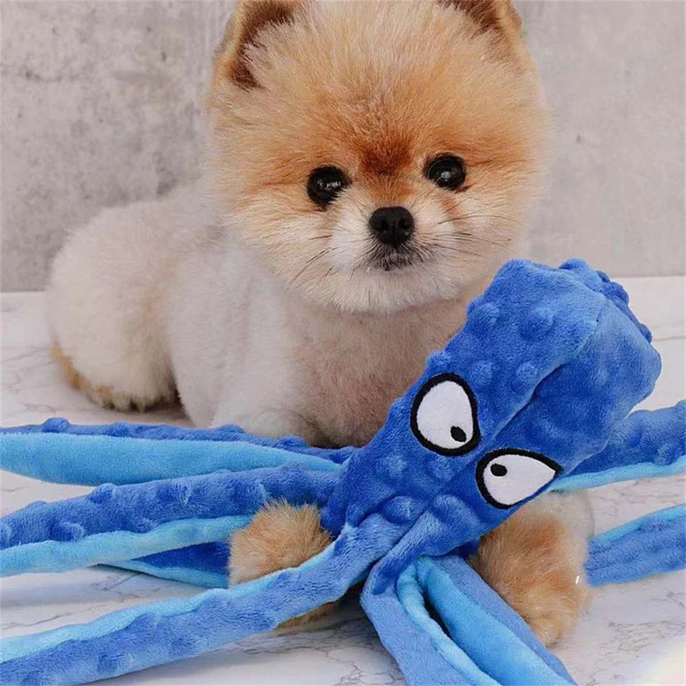 Octopus Shape Plush Puppy Dog Chew Toy No Stuffed Ring Paper Pet Squeaky Toys for Small Medium Dogs Play Games mascotas Products