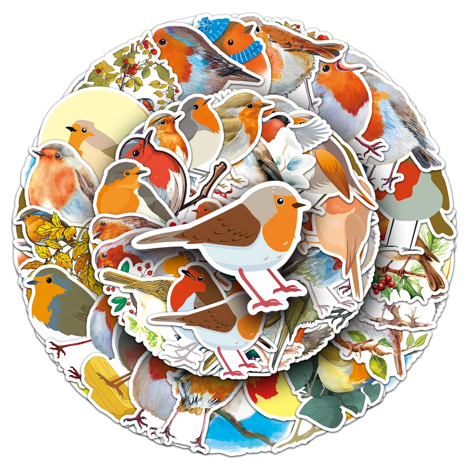 10/50PCS Cartoon Animal Robin Bird Sticker Cute Funny Doodle Decorative Water Cup Guitar Scrapbook Bike Decal Kids Toy Gift