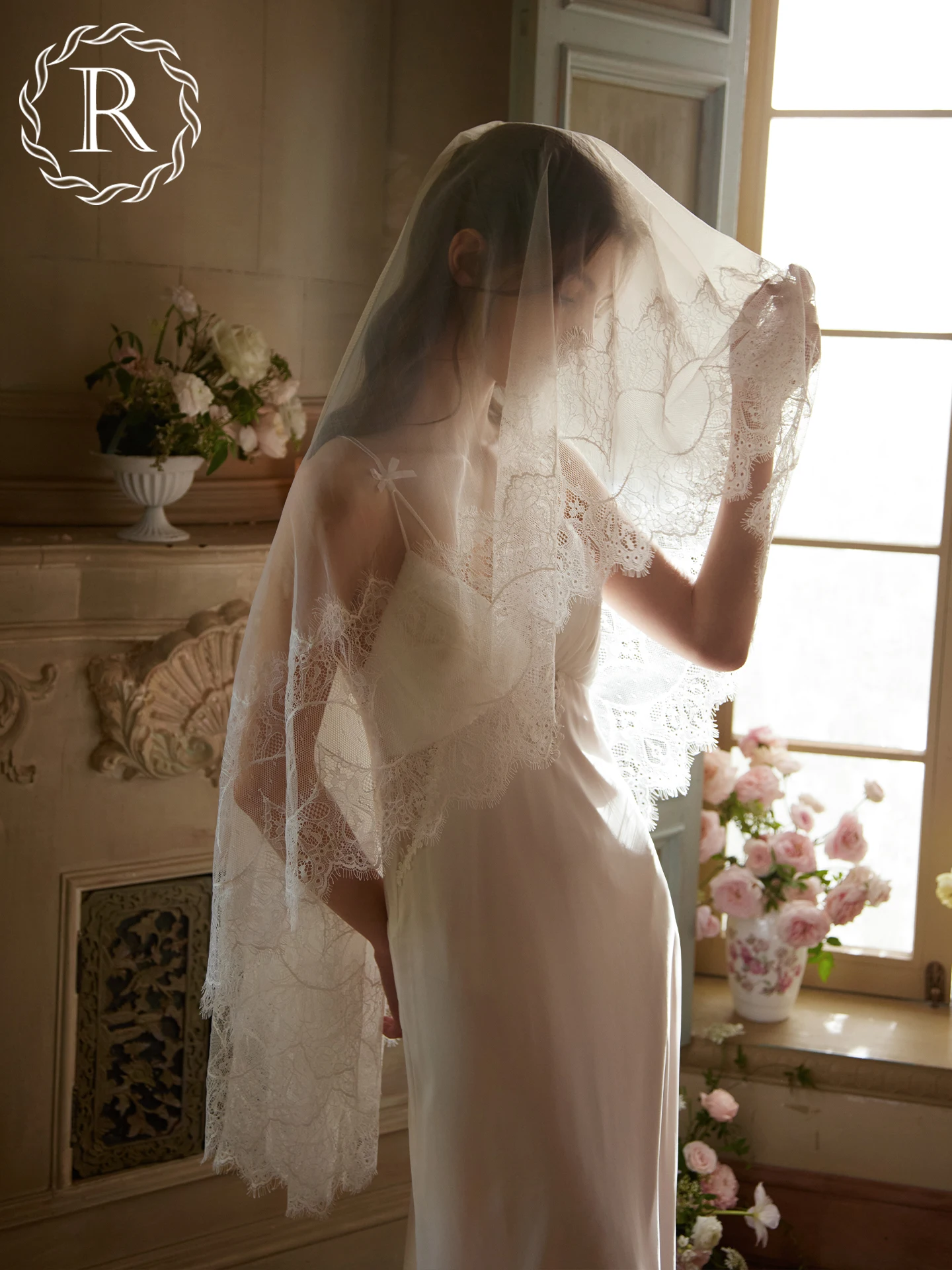 white-lace-bridal-veil-rosetree-wedding-dress-headpiece-elegant-sensation-engagement-ceremony-soft-tulle-material-unique-design