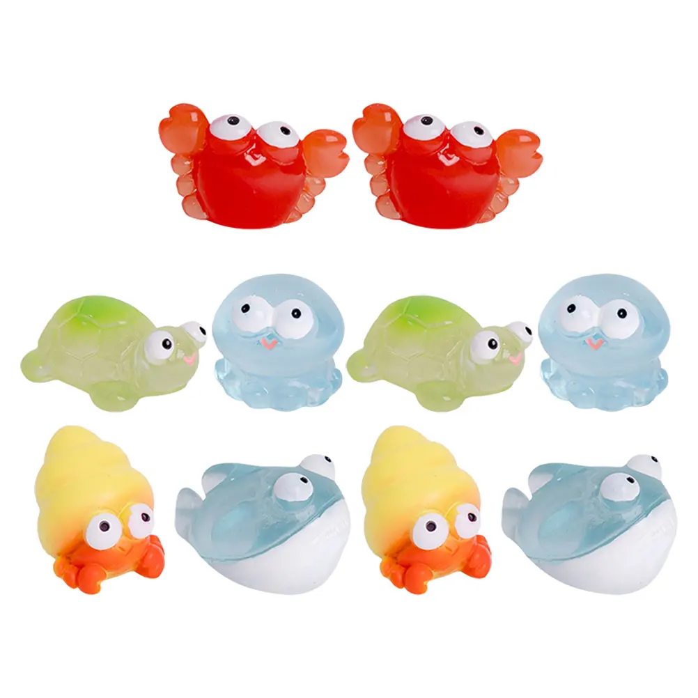 

10pcs Statues Mini Resin Figurines Marine Animal Statues For Home Home Decor Tabletop Decor Fish Tank Garden House