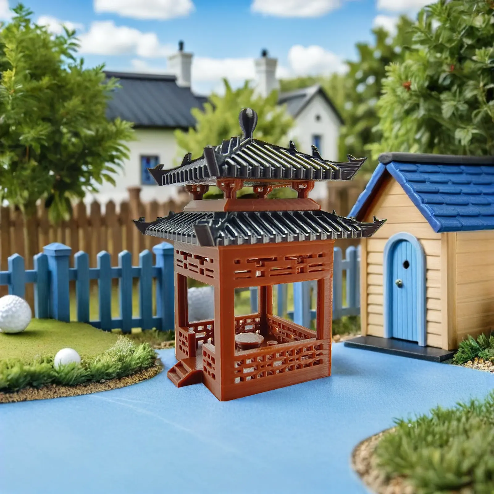 Miniature Pavilion Aquarium Zen Garden Chinese Style Pagoda Sculpture Micro Landscape Fairy Garden Decor Desk Ornament