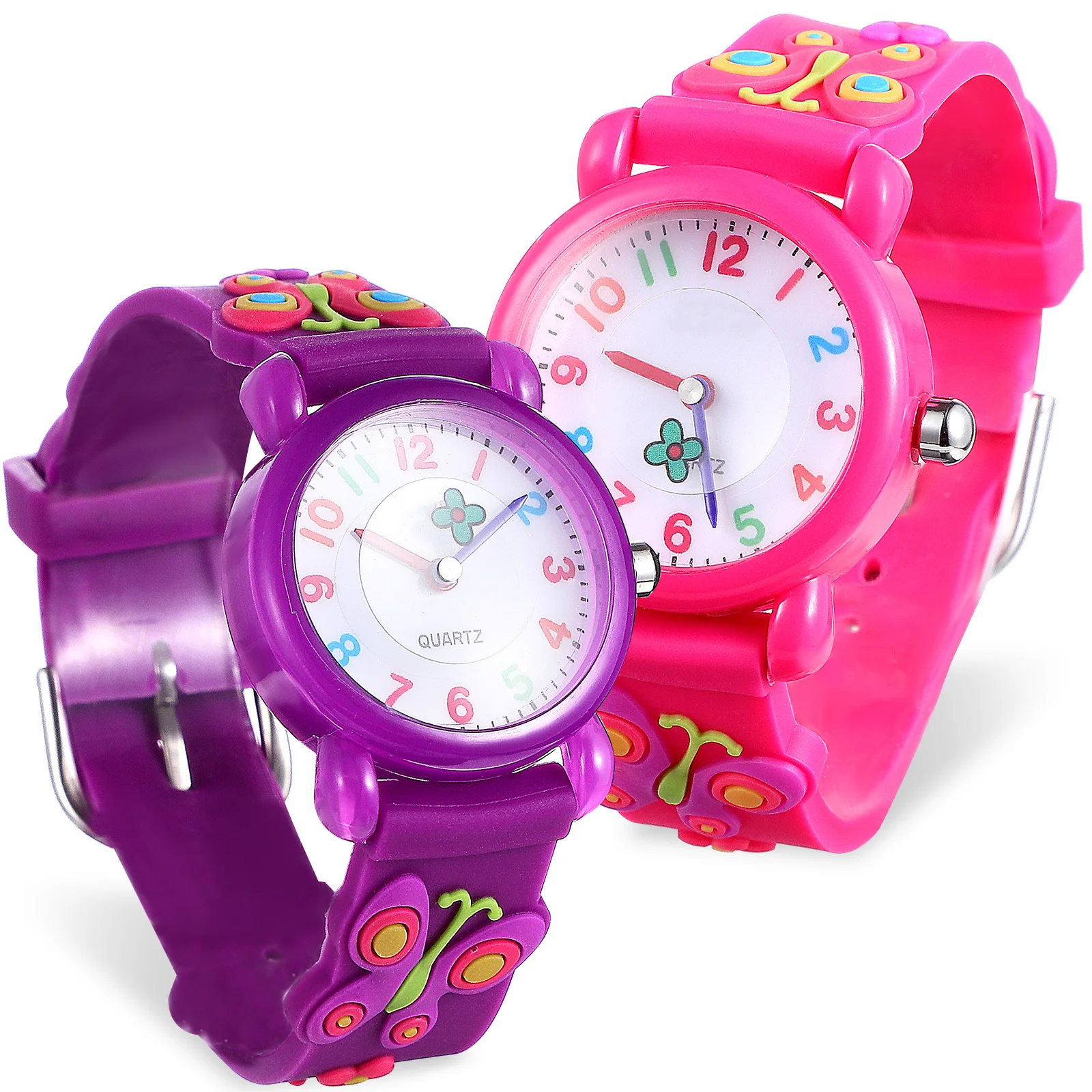2 قطعة ساعات كرتونية مقاومة للماء للأطفال ثلاثية الأبعاد للأطفال ساعة كوارتز بأرقام عربية #3