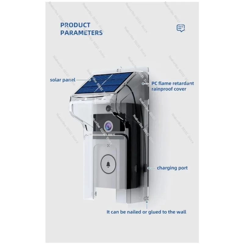 Wireless Video Doorbell HD with Solar Rain Cover Smart Voice Changer Intercom for Home Security