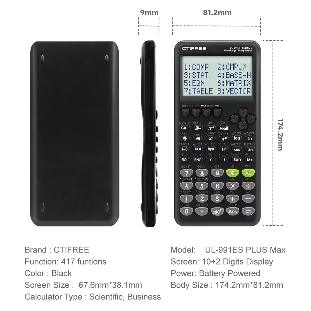 

arge screen scientific function calculator -417 multifunctional designed for students' exams, economical packaging, high-end