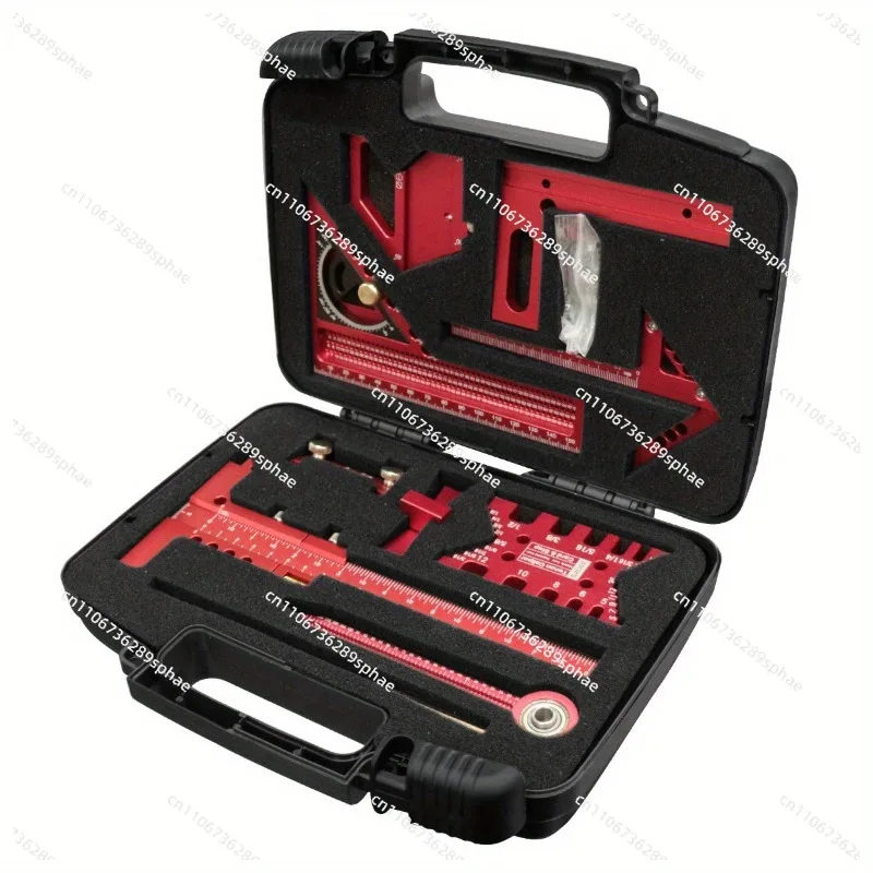10 Piece Woodworking Measuring Tool Set with Storage Box, Layout and Splicing Auxiliary Kit for Wood Board
