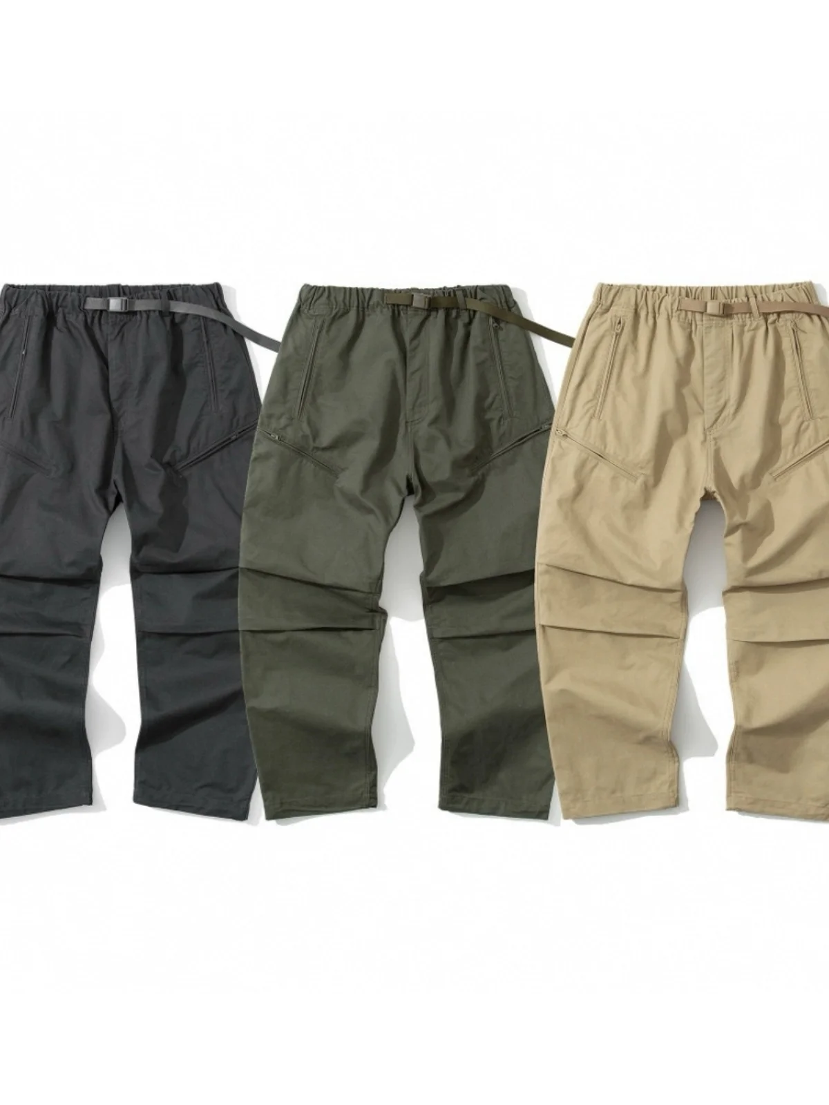 

Весенние японские рабочие брюки для мужчин, прямые брюки-карго, повседневные брюки из чистого хлопка, широкие брюки с молниями на карманах