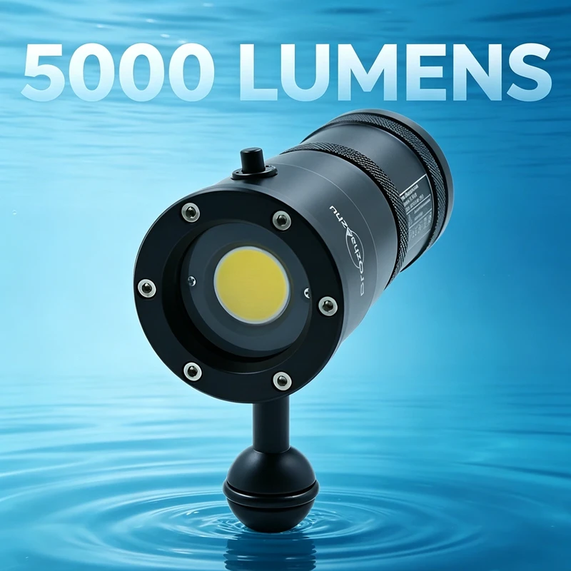 PROZHAOZHU DL-V05 COB Video Diving Torch 5000 Lumen 150M IP68 Waterproof Aluminum Rechargeable Light