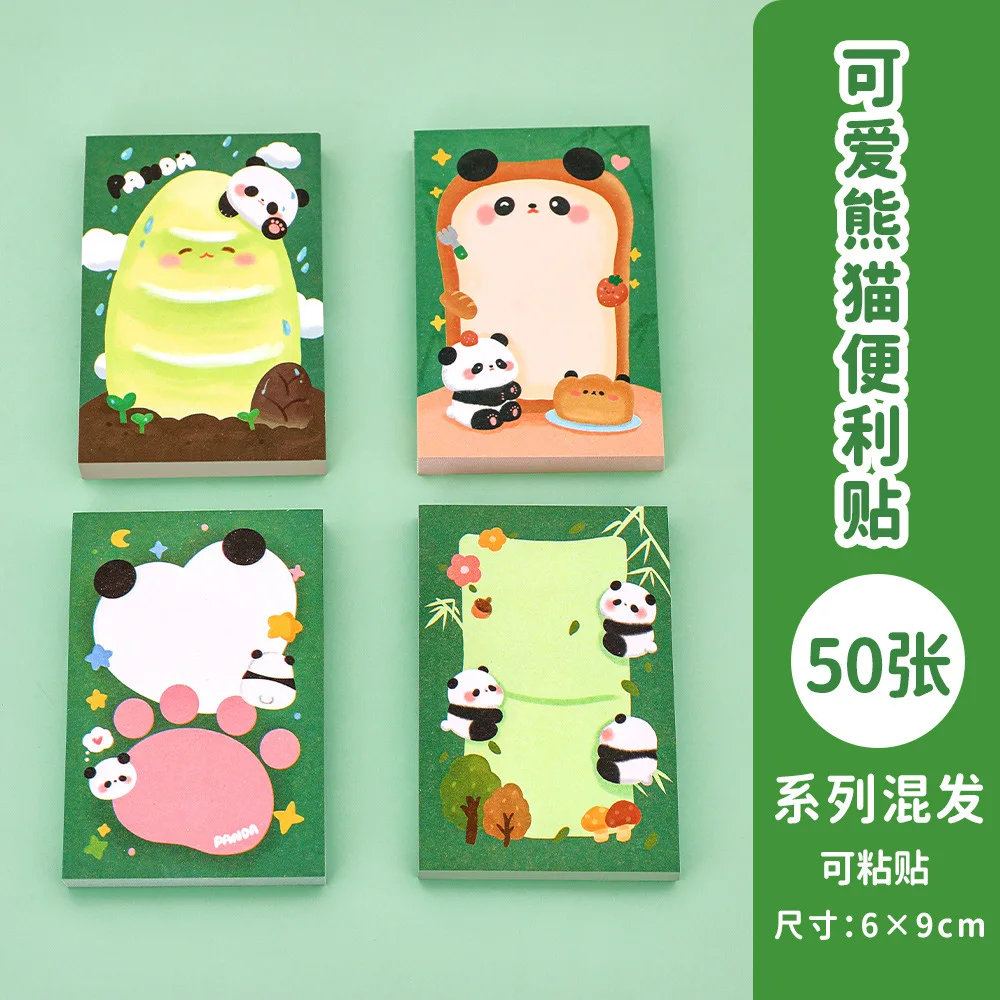 12 Pcs 6*9 cm 50 sheets Panda Memo Pad Notes Student Cartoon Message Sticky NoteBook Girl Heart Can Stick N Times Sticky Note