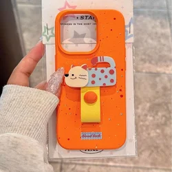 Korean Lovely 3D Dog Cat Rabbit Finger Ring Support Phone Case For iPhone 17 16 15 14 13 11 12 Pro Max Plus X XS 16E Soft Cover