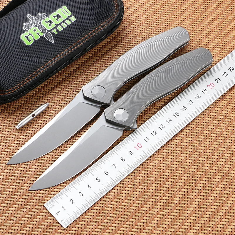 Grüner Dorn Bio Klappmesser vg10 Klinge tc4 Titan Griff Outdoor Camping Jagd Überleben edc Werkzeug