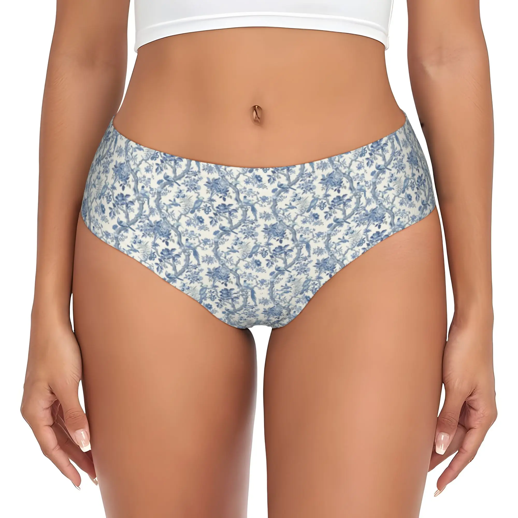 Custom Women  Vintage Toile De Jouy Panties Underwear Female Comfort French Motif Flora Briefs Underpants