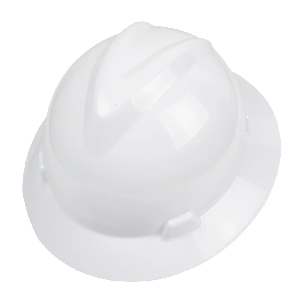قبعة صلبة كاملة الحواف CE مع تعليق بسقاطة 6 نقاط مضادة للتصادمات خوذة أمان HDPE قبعة عمل أرضية للمهندس ANSI
